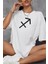 Yay Burcu Simgeli Baskılı Pamuklu Unisex Oversize Tişört 4