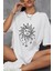 Güneş Baskılı Pamuklu Unisex Oversize Tişört 1