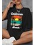 Palmiye Yaz Baskılı Siyah Unisex Oversize Tişört 2