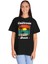 Palmiye Yaz Baskılı Siyah Unisex Oversize Tişört 4