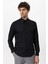 Siyah Slim Fit Erkek Uzun Kollu Geniş Yaka Gömlek 7
