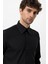 Siyah Slim Fit Erkek Uzun Kollu Geniş Yaka Gömlek 10