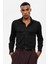 Siyah Slim Fit Dokuma Erkek Gömlek 4