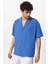 Saks Apaş Yaka Oversize Kısa Kollu Erkek Gömlek 2