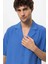 Saks Apaş Yaka Oversize Kısa Kollu Erkek Gömlek 4