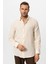 Bej Slim Fit Çizgili Erkek Gömlek 4