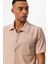Bej Fitilli Kısa Kollu Erkek Gömlek 5