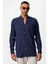 Lacivert Hakim Yaka Uzun Kollu Erkek Gömlek 1