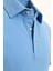 Erkek Gökmavi Düz Renkli Gömlek Yakalı Polo T-Shirt 3