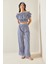Lacivert Beli Lastikli Çizgili Crop Takım 5YXK8-48834-14 1