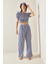 Lacivert Beli Lastikli Çizgili Crop Takım 5YXK8-48834-14 2