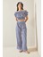 Lacivert Beli Lastikli Çizgili Crop Takım 5YXK8-48834-14 3