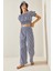 Lacivert Beli Lastikli Çizgili Crop Takım 5YXK8-48834-14 4