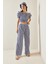 Lacivert Beli Lastikli Çizgili Crop Takım 5YXK8-48834-14 5