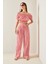 Kırmızı Beli Lastikli Çizgili Crop Takım 5YXK8-48834-04 3