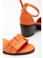 Kadın Hakiki Deri Bilekten Bağlı Topuklu Sandalet Turuncu 4