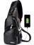 1 Haoen Erkek Sling Çanta Küçük Göğüs Crossbody Omuz Çantası USB Şarj Bağlantı Noktalı (Yurt Dışından) 1