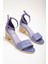 Kadın Hakiki Deri Bilekten Bağlı Topuklu Sandalet Lila 2