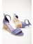 Kadın Hakiki Deri Bilekten Bağlı Topuklu Sandalet Lila 3