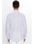 Erkek Slim Fit Dar Kesim Uzun Kollu Pamuk Keten Doku Çizgili Mavi Gömlek 5