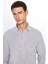 Erkek Slim Fit Dar Kesim Uzun Kollu Pamuk Keten Doku Apoletli Gri Gömlek 3