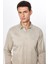 Erkek Slim Fit Dar Kesim Uzun Kollu Pamuklu Saten Taş Renk Gömlek 1