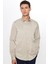Erkek Slim Fit Dar Kesim Uzun Kollu Pamuklu Saten Taş Renk Gömlek 2