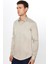 Erkek Slim Fit Dar Kesim Uzun Kollu Pamuklu Saten Taş Renk Gömlek 3
