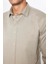 Erkek Slim Fit Dar Kesim Uzun Kollu Pamuklu Saten Taş Renk Gömlek 4