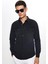 Erkek Slim Fit Dar Kesim Uzun Kollu denim Çift Cep Çıtçıtlı Siyah Gömlek 1