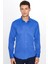 Erkek Modern Slim Fit Dar Kesim Uzun Kollu Pamuklu Kolay Ütü Armürlü Sax Mavi Gömlek 2