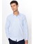 Erkek Modern Slim Fit Dar Kesim Uzun Kollu Pamuklu Kolay Ütü Armürlü Mavi Gömlek 1