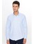Erkek Modern Slim Fit Dar Kesim Uzun Kollu Pamuklu Kolay Ütü Armürlü Mavi Gömlek 2
