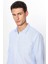 Erkek Modern Slim Fit Dar Kesim Uzun Kollu Pamuklu Kolay Ütü Armürlü Mavi Gömlek 3