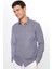 Erkek Modern Slim Fit Dar Kesim Uzun Kollu Pamuklu Kolay Ütü Armürlü Mavi Gömlek 2