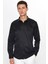 Erkek Modern Slim Fit Dar Kesim Uzun Kollu Pamuklu Kolay Ütü Armürlü Siyah Gömlek 2