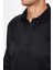Erkek Modern Slim Fit Dar Kesim Uzun Kollu Pamuklu Kolay Ütü Armürlü Siyah Gömlek 4