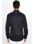 Erkek Modern Slim Fit Dar Kesim Uzun Kollu Pamuklu Kolay Ütü Armürlü Siyah Gömlek 5