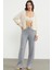 Ince Fitilli Beli Lastikli Triko Pantolon - Gri 2