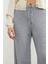 Ince Fitilli Beli Lastikli Triko Pantolon - Gri 3