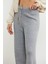 Ince Fitilli Beli Lastikli Triko Pantolon - Gri 5