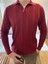 Bordo Erkek Kalın Şeritli Polo Yaka Triko T-Shirt 1