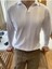 Beyaz Erkek Kalın Şeritli Polo Yaka Triko T-Shirt 1