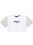 Çizgi Detaylı Baskılı Crop T-Shirt Ekru 1