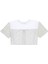 Çizgi Detaylı Baskılı Crop T-Shirt Ekru 2