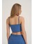 Kumaş Matchli Askılı Crop Bluz Indigo 5
