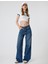 Crop Tişört Slogan Baskılı Bisiklet Yaka Biyeli Kısa Kollu Slim Fit 2