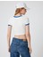 Crop Tişört Slogan Baskılı Bisiklet Yaka Biyeli Kısa Kollu Slim Fit 4