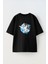 Leylekler Tasarım Baskılı Pamuk Sıyah Oversize T-Shirt 1
