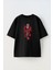 Kılıca Dolanmıs Ejderhatasarım Baskılı Pamuk Sıyah Oversize T-Shirt 1